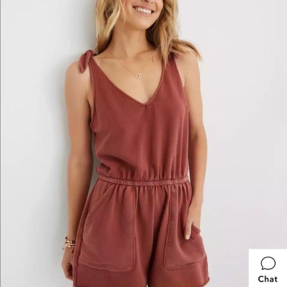 Aerie Sunset Terry Fleece Tie Romper - Women's Size XS
